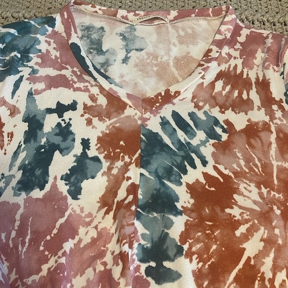 Twenty Second Tunic Tie-dye long sleeve tie waist top women’s sz‎ L Rust & green - Picture 6 of 11